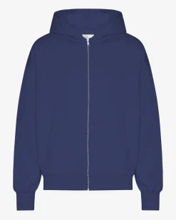 Organic Oversized Zip Hood - Marine Blue