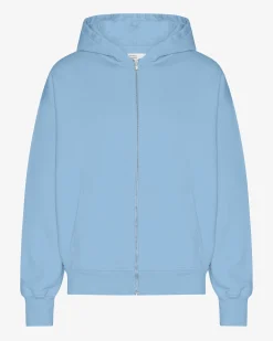 Organic Oversized Zip Hood - Seaside Blue
