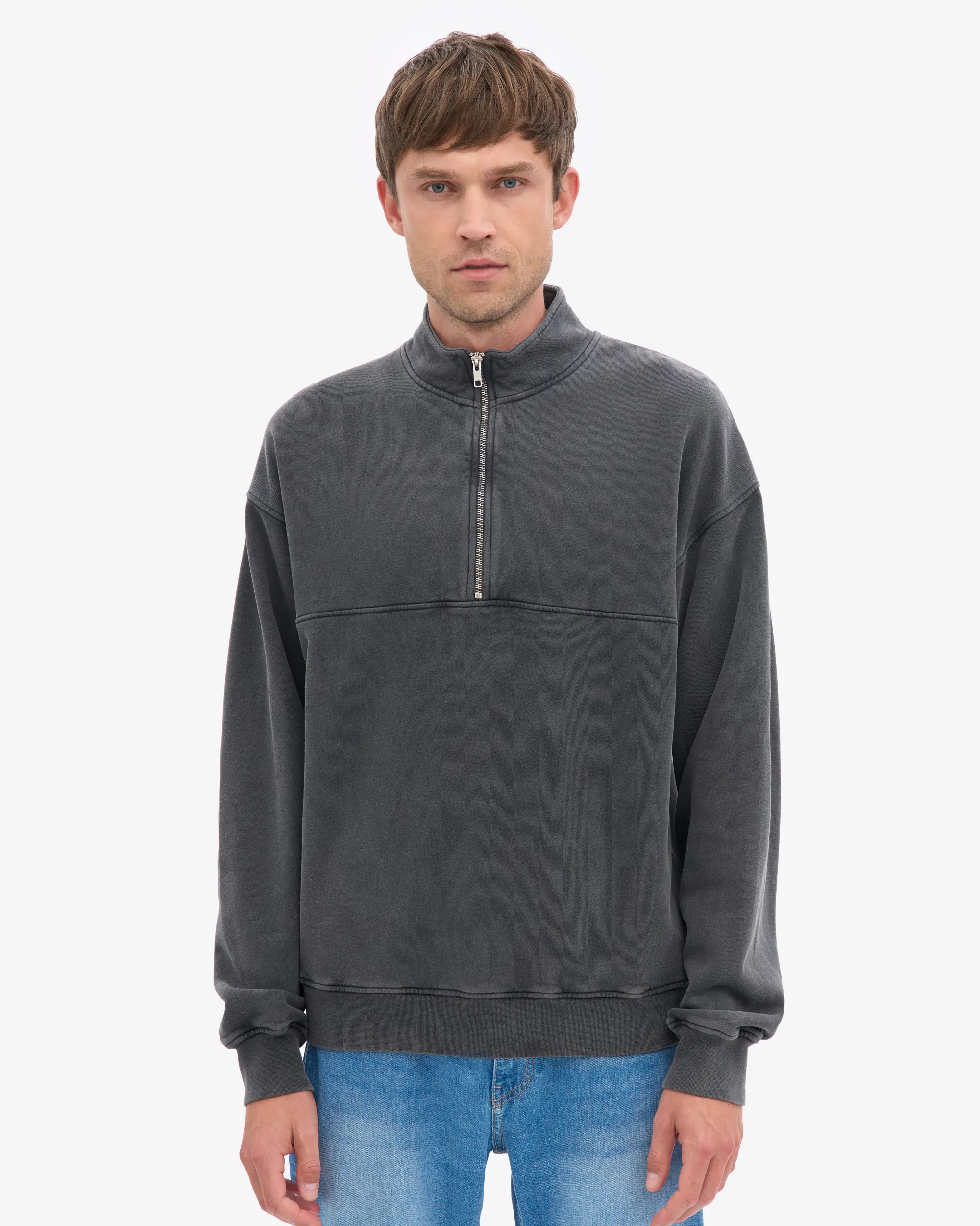 Organic Quarter Zip - Faded Black