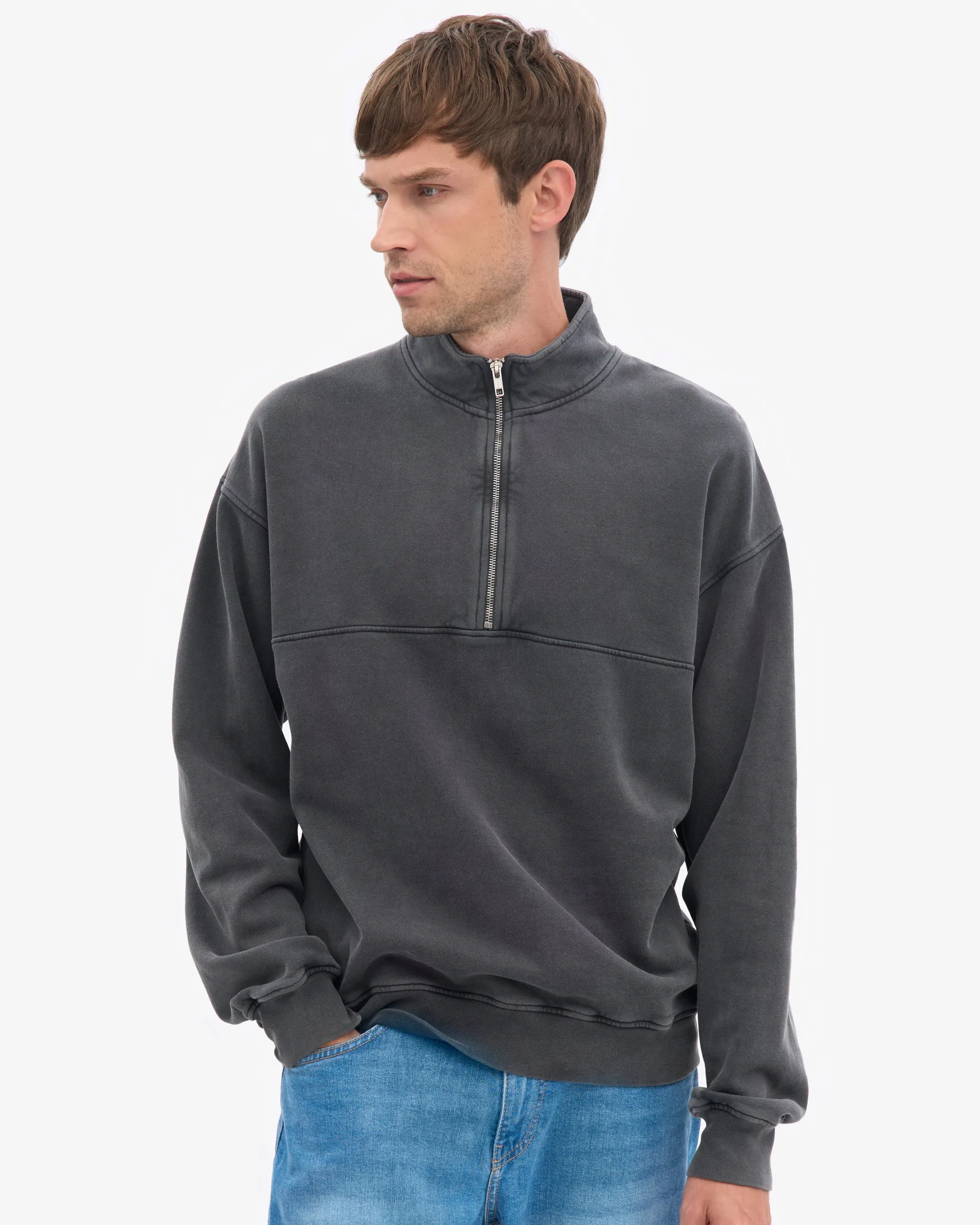 Organic Quarter Zip - Faded Black
