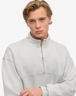 Organic Quarter Zip - Faded Grey