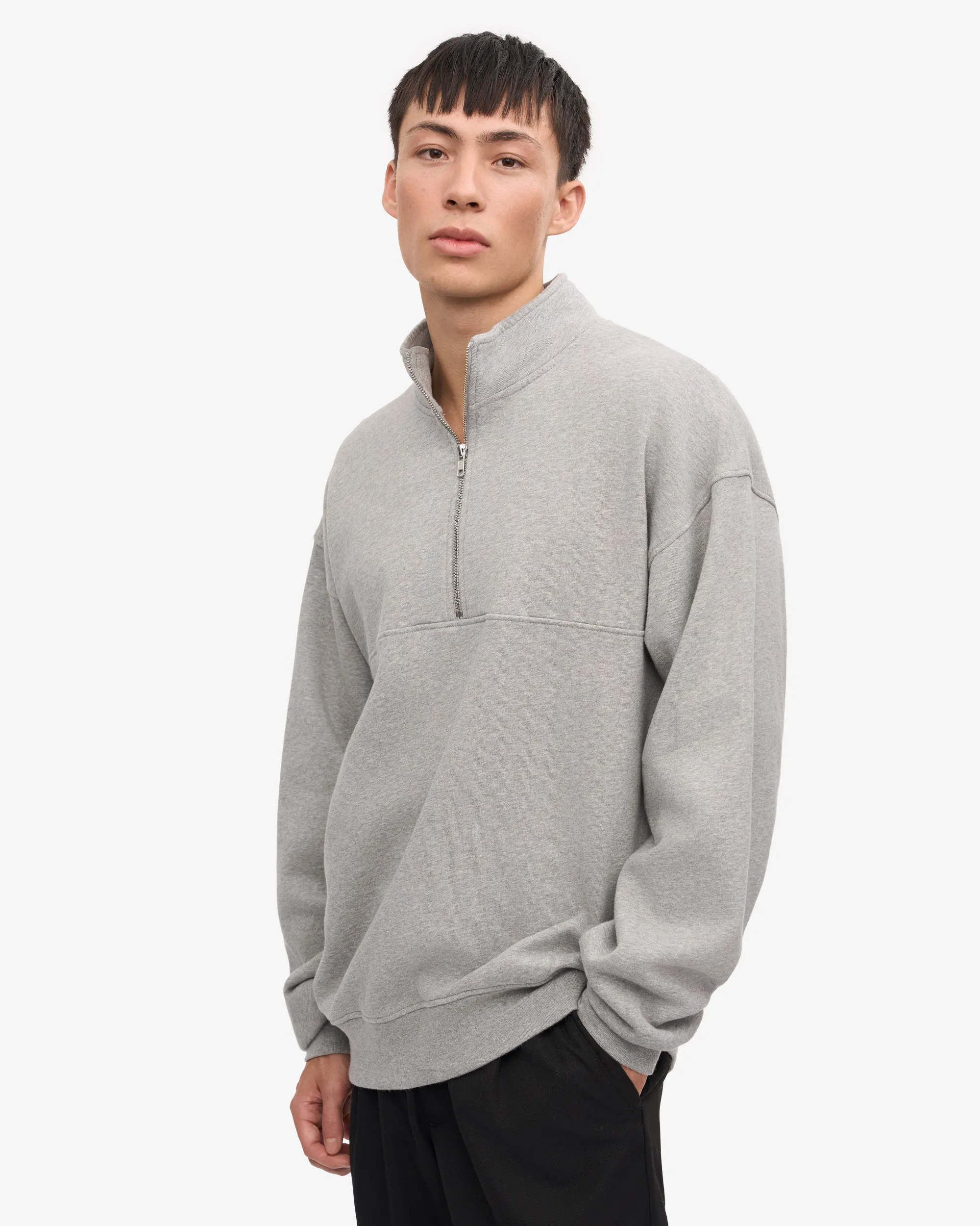 Organic Quarter Zip - Heather Grey