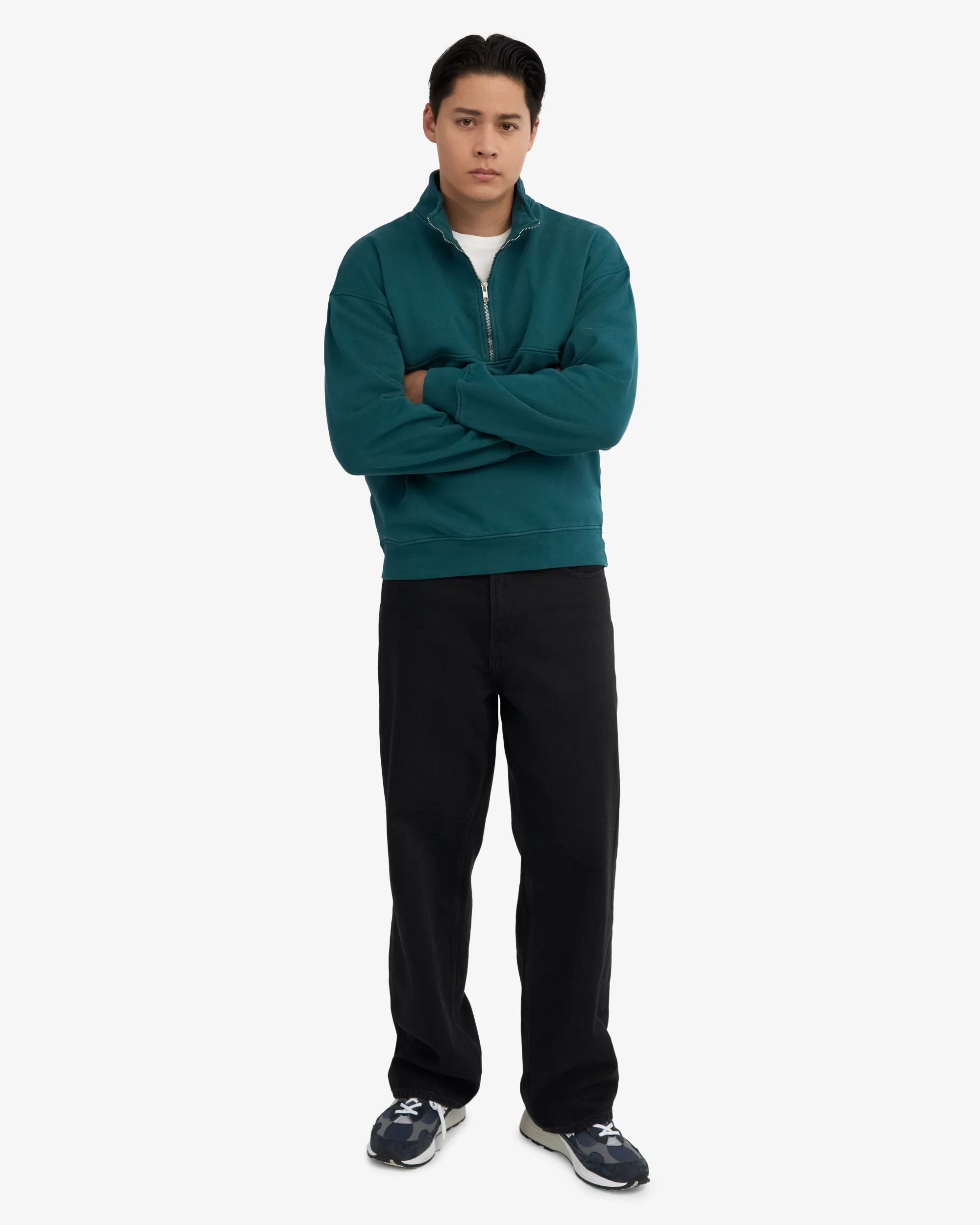 Organic Quarter Zip - Ocean Green