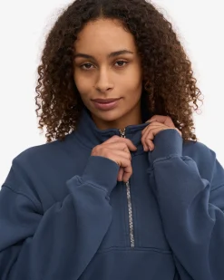 Organic Quarter Zip - Petrol Blue