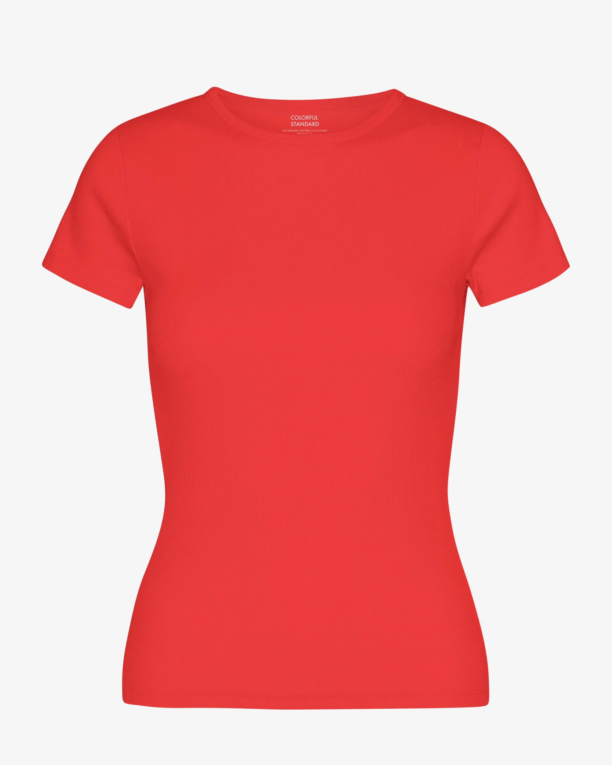 Organic Rib T-Shirt - Red Tangerine