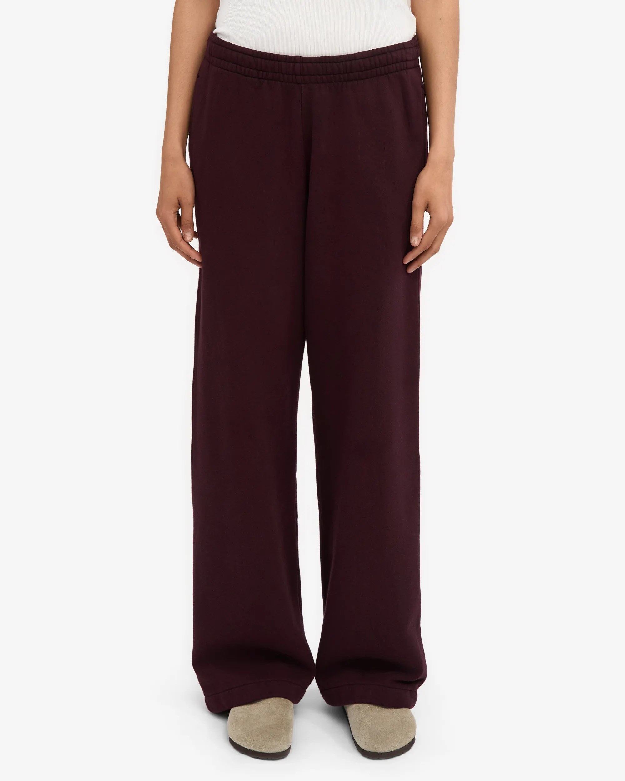 Organic Straight Leg Sweatpants - Oxblood Red