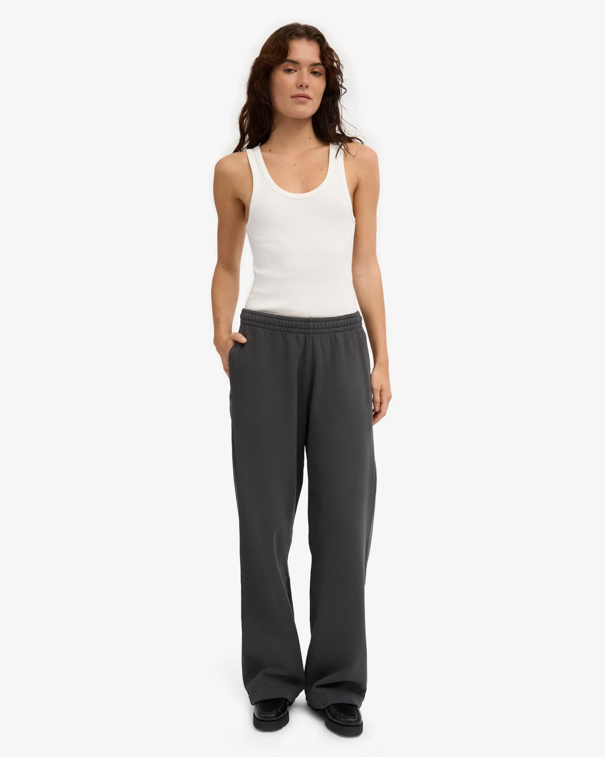 Organic Straight Leg Sweatpants - Lava Grey