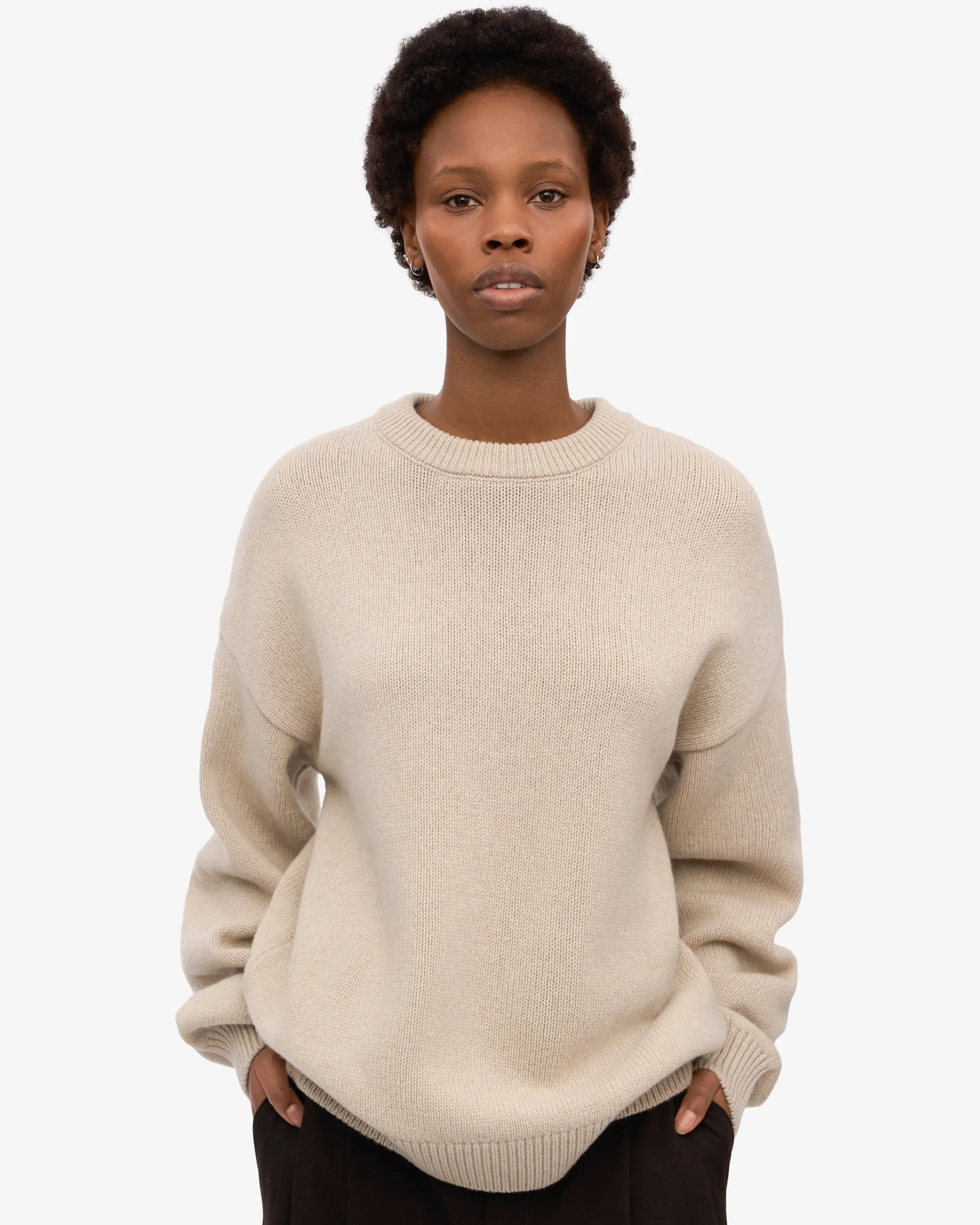 Oversized Merino Wool Crew - Ivory White