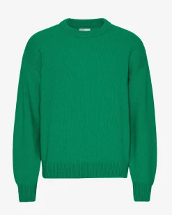Oversized Merino Wool Crew - Kelly Green