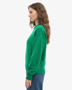 Oversized Merino Wool Crew - Kelly Green