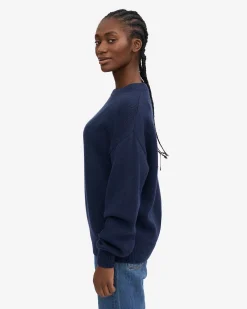 Oversized Merino Wool Crew - Marine Blue