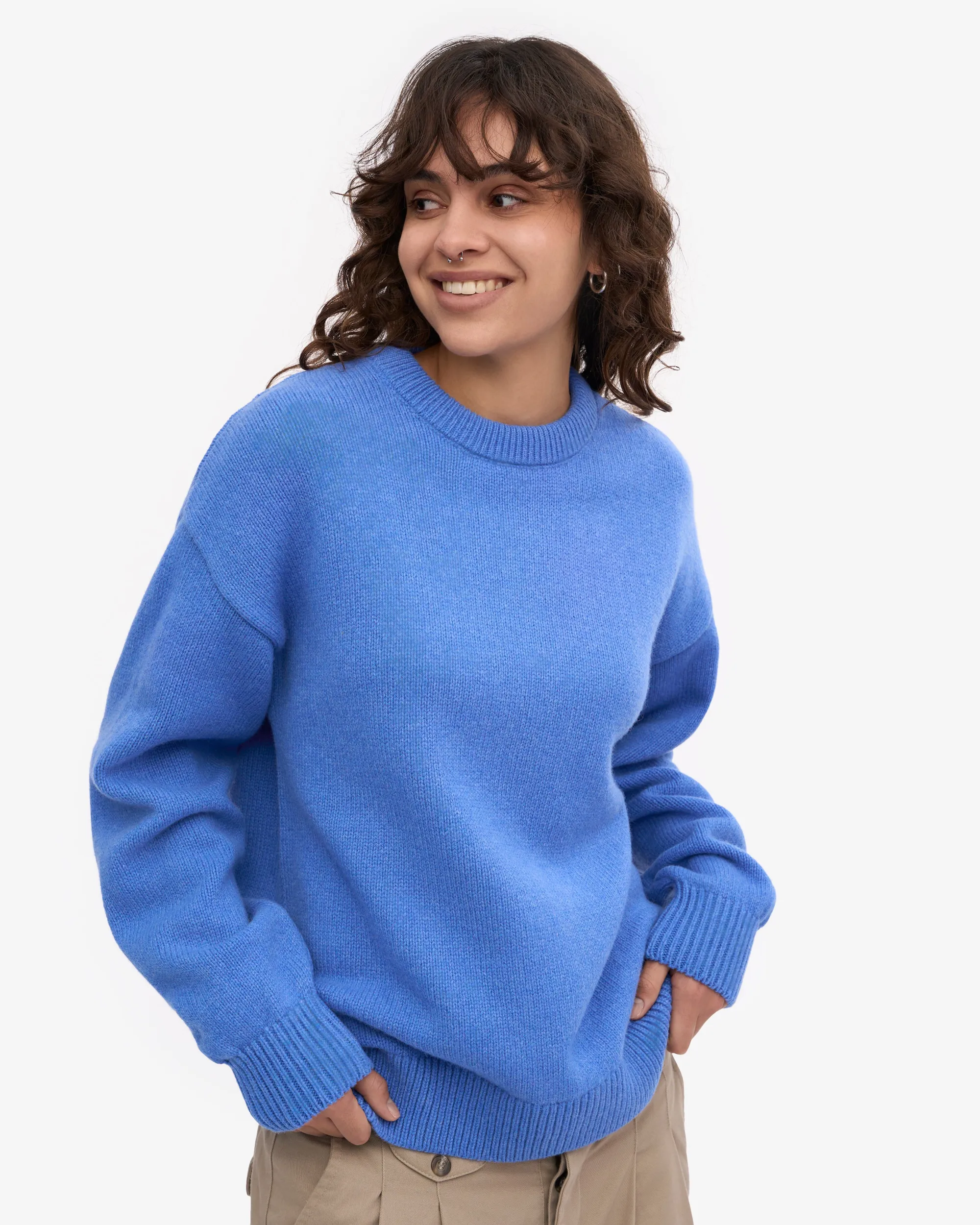 Oversized Merino Wool Crew - Pacific Blue