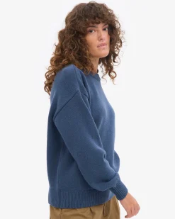 Oversized Merino Wool Crew - Petrol Blue