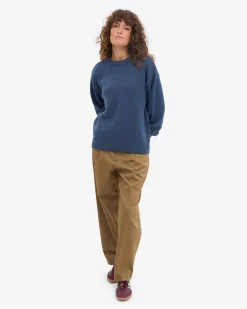 Oversized Merino Wool Crew - Petrol Blue