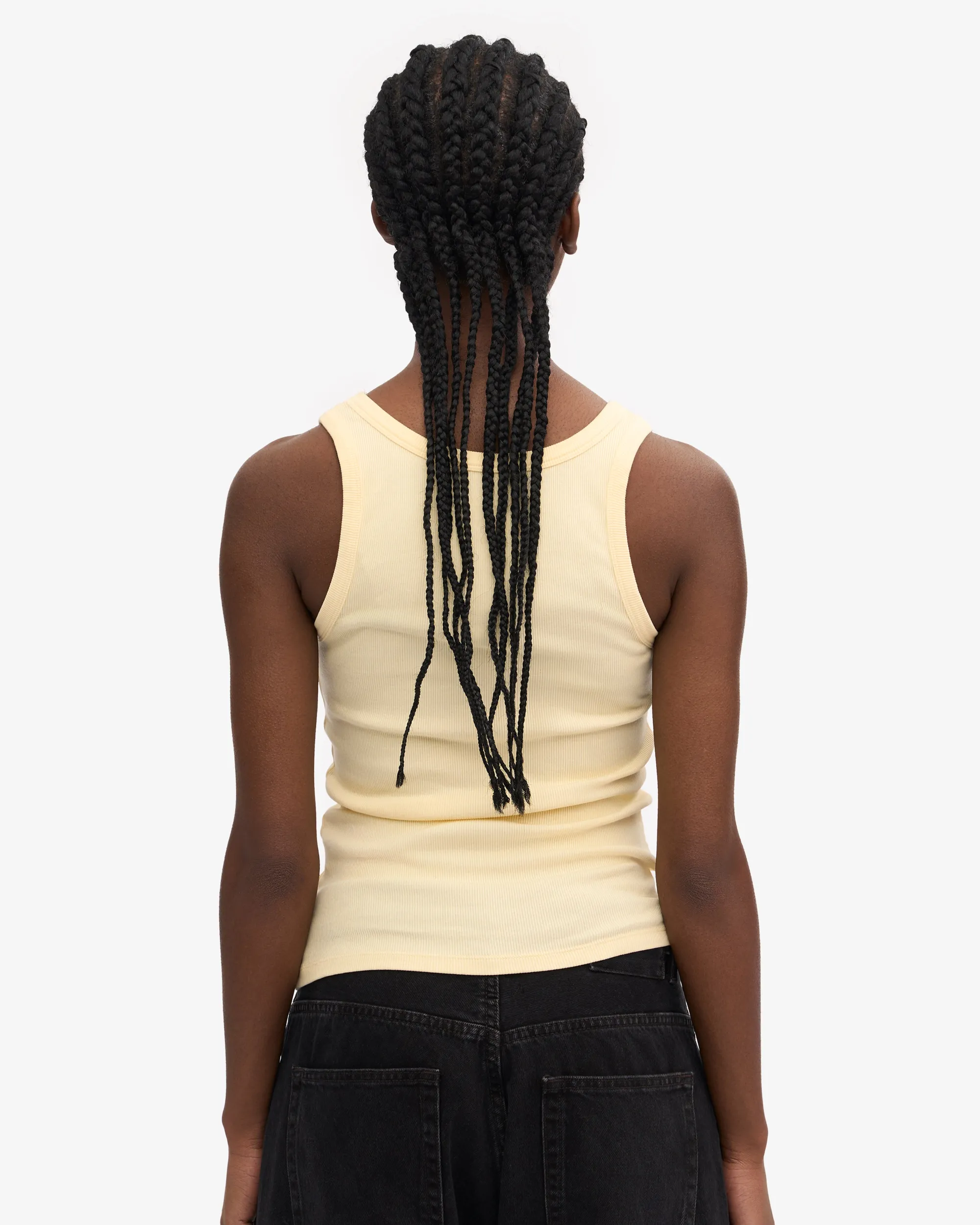 Women Organic Rib Tank Top - Soft Yellow